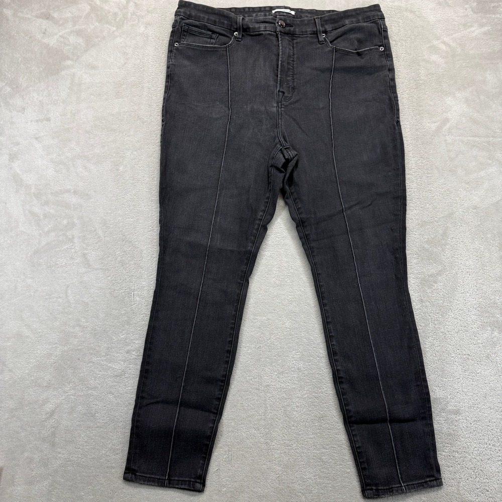 Good American Jeans Womens 18 Good Legs High Rise Black Wash Skinny Stitch Denim